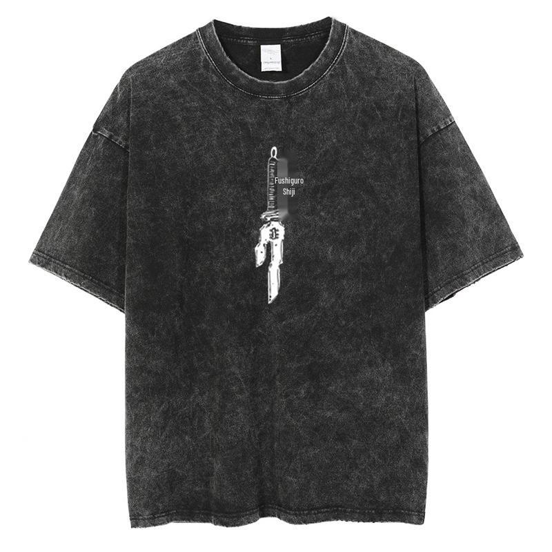 Harajuku Vintage Black Anime Print Men's Streetwear T-Shirt