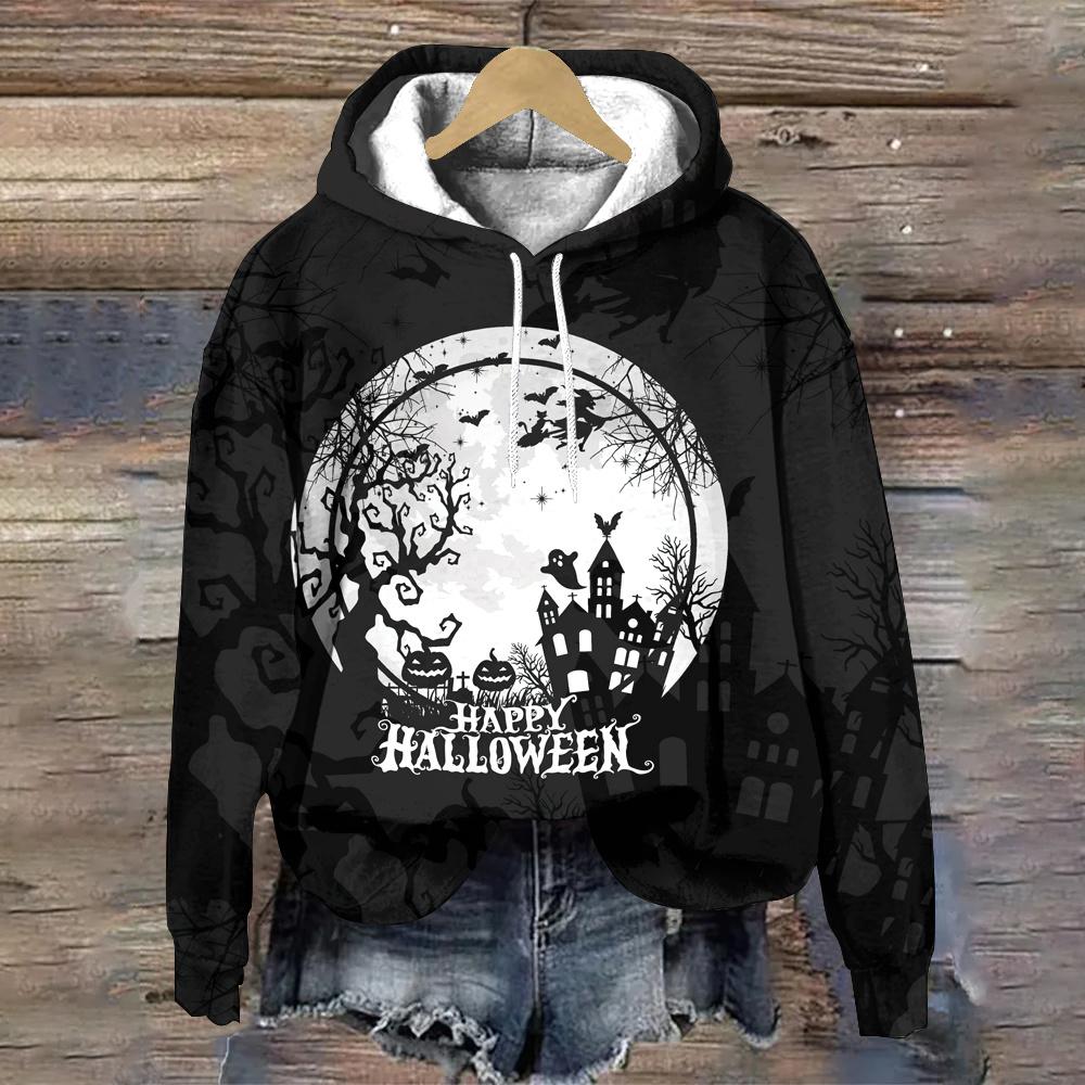 Fashion Loose Women's Sweatshirts Cartoon Pattern Halloween Women's Hoodie Autumn Women Clothing Tops Casual Pullover Hoodies
