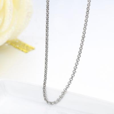 40-90cm 925 Sterling Silver Circle Rolo Chain Necklace Women Girl Italy Jewelry Kolye Collares Collane Collier Ketting Sieraden
