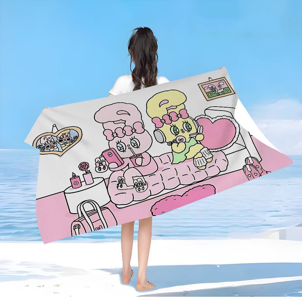 E-Esther Bunny Cartoon Big Microfiber Beach Towels Quick Dry Towel Sand Beach Towels Pool Towel for Travel Swim Pool Yoga