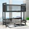 Kitchen Shelf Bowl Rack Sink Draining Rack Dish Rack Cupboard with Door Sink Storage Kitchen StorageRack Dust Adjustable Height