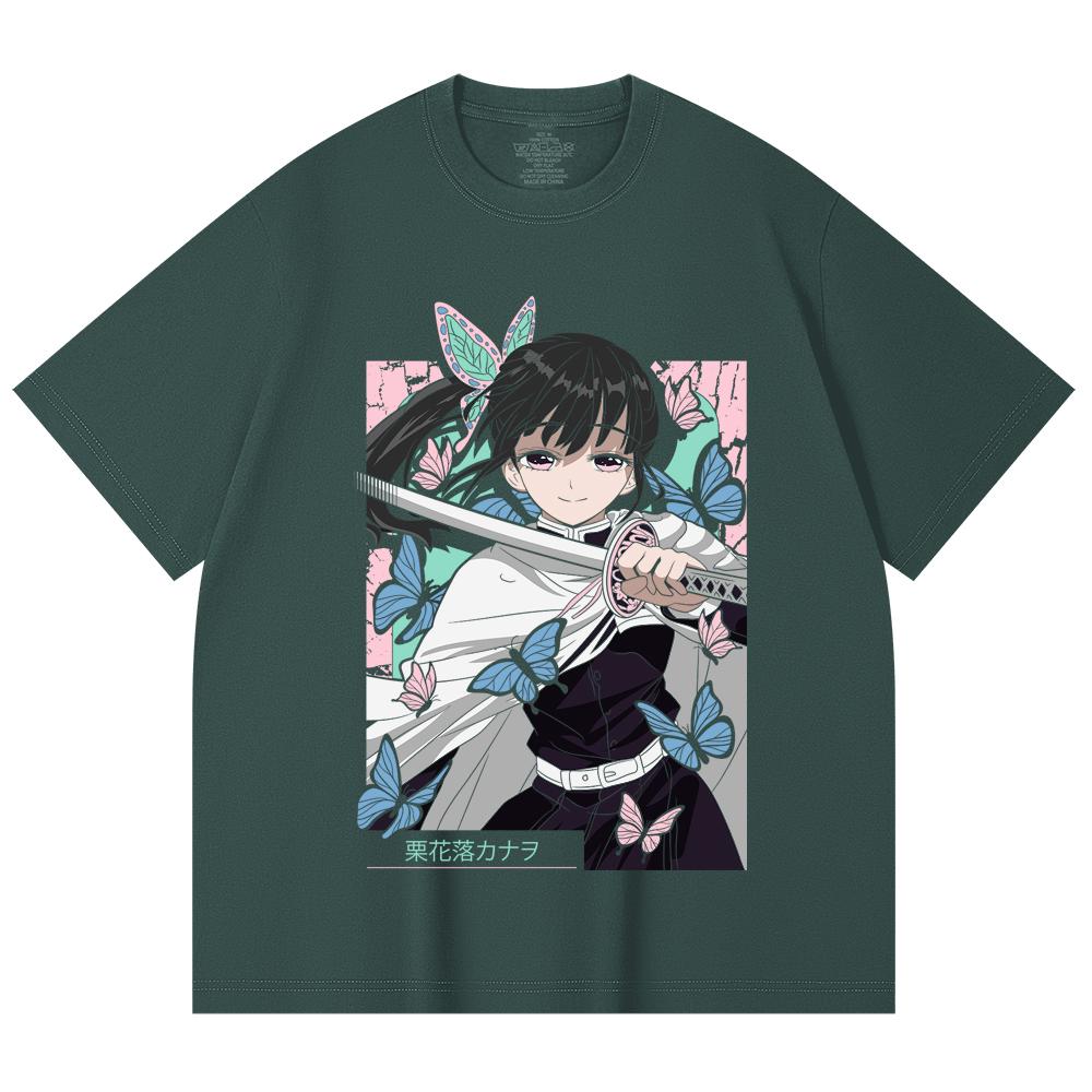 230 Gsm 100% Cotton Demon Slayer V98 Kanao Print Unisex Heavy Cotton T Shirt