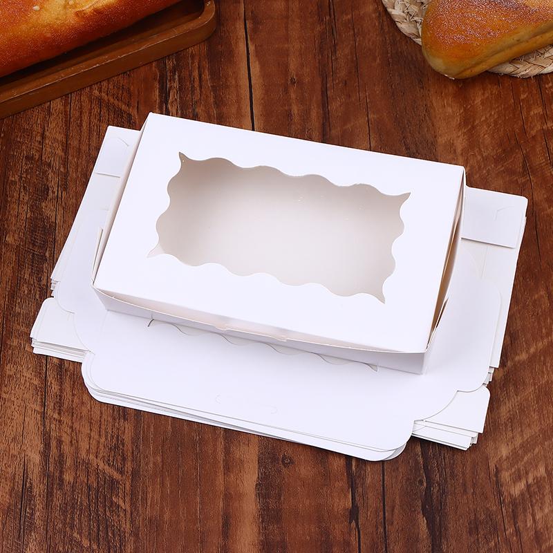 10Pcs Rectangular Cookies Bread Candy For Cake Carriers Paper Gift Box With Clear Window For Weddings Parties Valentine's Day