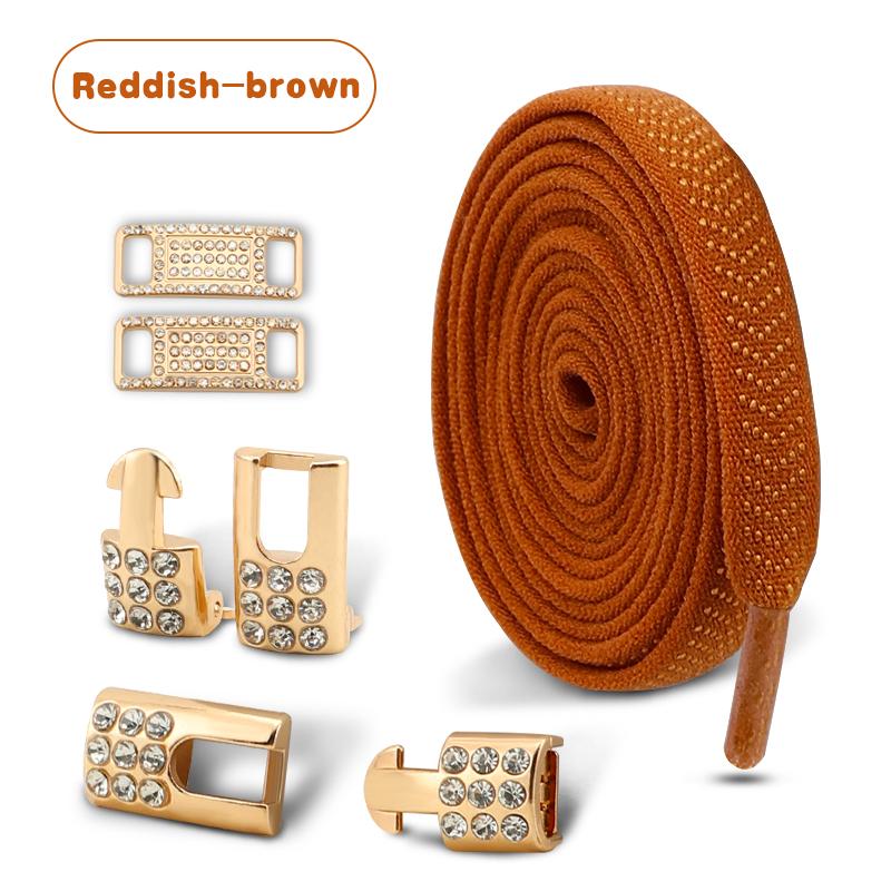 Gold Diamond buckle Shoelaces without ties Elastic Laces Sneakers Tennis No Tie Shoe laces Flat Shoelace for Shoes accessories