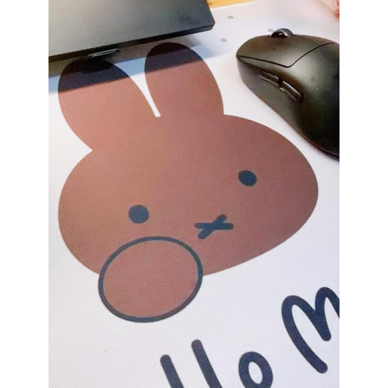 Miffy Desk Mat Pink Extended Mouse Pad Cute Cartoon Printing Smooth Surface Non Slip Rubber Base Keyboard Pad for Office Gaming