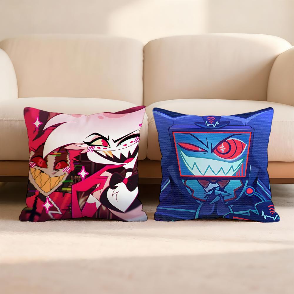 H-Hazbin H-Hotel Anime Cushion Cover Home & Car Multi-Scene Pillow Cover - Reversible, Soft & Durable for Daily Use