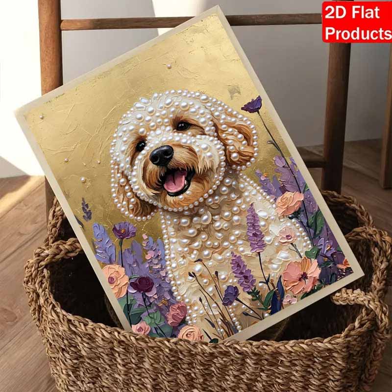 Tela Pittura Perle Fai da Te Design Cane Kit Pittura con Perline 3D Brillanti Artigianato Creativo per Tempo Libero Decorazione Parete Soggiorno