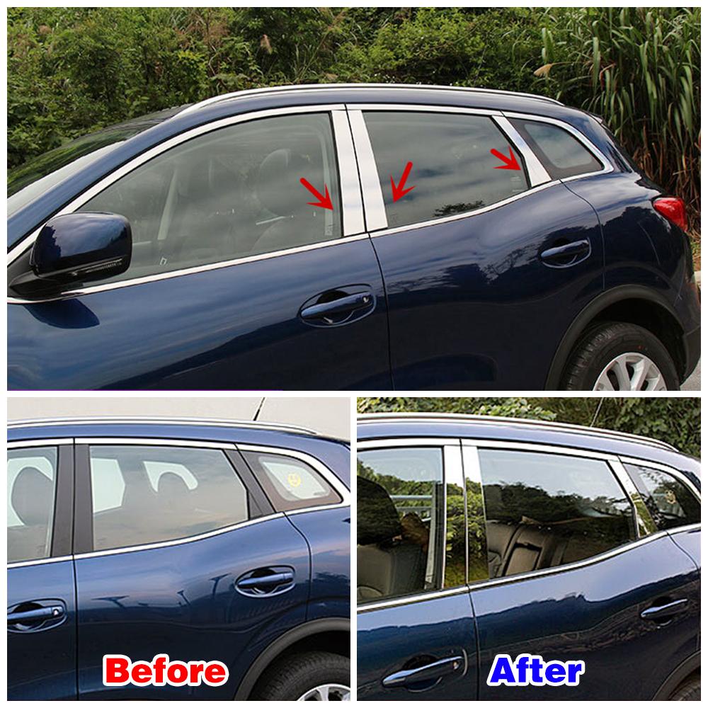 För Renault Kadjar 2015-2019 Krom Fönster B C Stolpe Listskydd Trim Rostfritt Stål Bil Exteriör Styling Modifiera Eftermontera