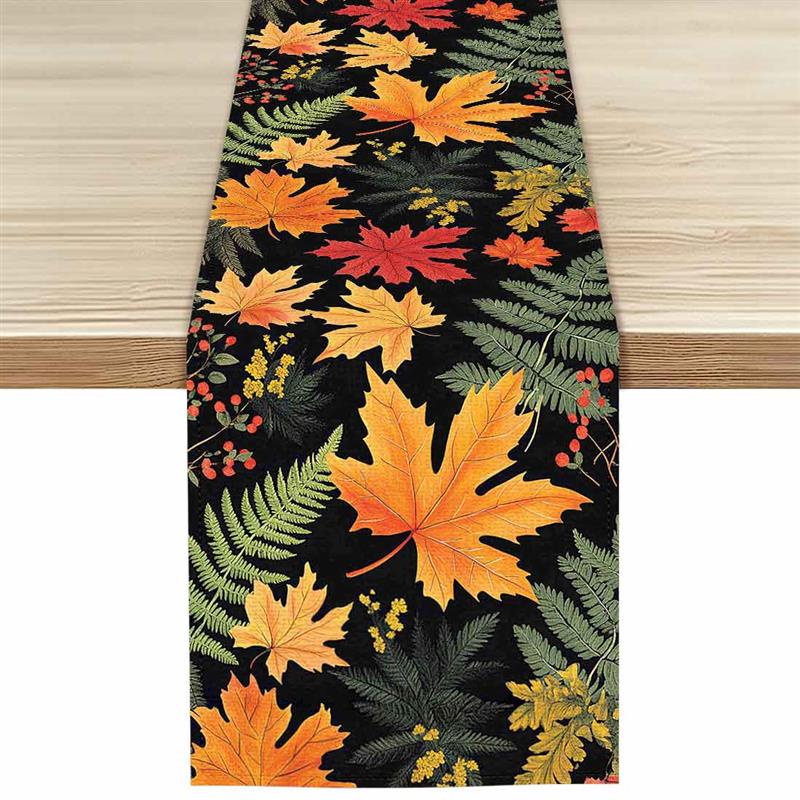 

Colorful Autumn Maple Leaves Polyester Table Runners Wedding Decoration Durable Kitchen Dining Table Runners Party Supplies 33x183cm