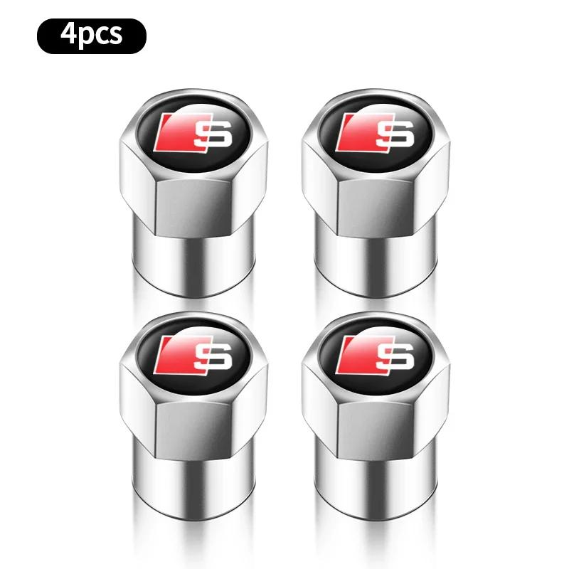 4Pcs Metal Car Logo Wheel Tire Hex Valve Caps Stem Case Covers For Audi A1 A3 A4 A5 A6 A7 A8 Q2 Q3 Q5 Q6 Q7 TT S line S3 S4 S5