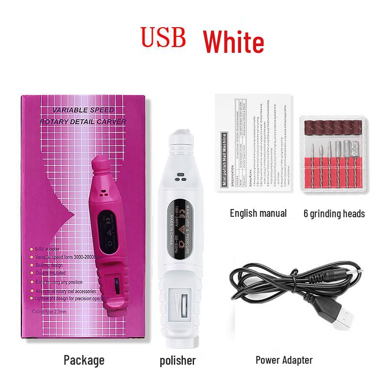 "Portable Electric Nail Polisher with Convenient Handle and Cap"