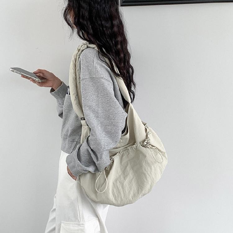 Crossbody Bag Ruched Large Capacity Nylon Bag for Women Versatile Trendy Bag