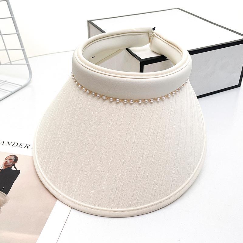 Pearl Empty Top Hat Children Summer Japanese Sweet Sun Hat Outdoor Travel Versatile Face Small Headband Sun Protection Hat