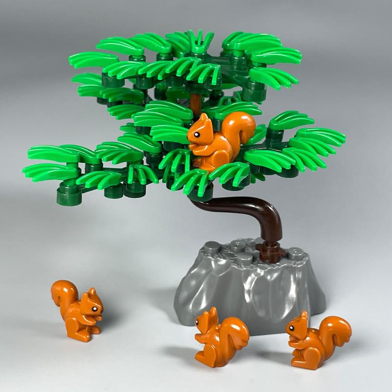 MOC Bricks Jungle Underbrush Forest Animal Monkey Goat Giraffe Bird Night Owl Accessories Building Blocks Friend Toys Gifts