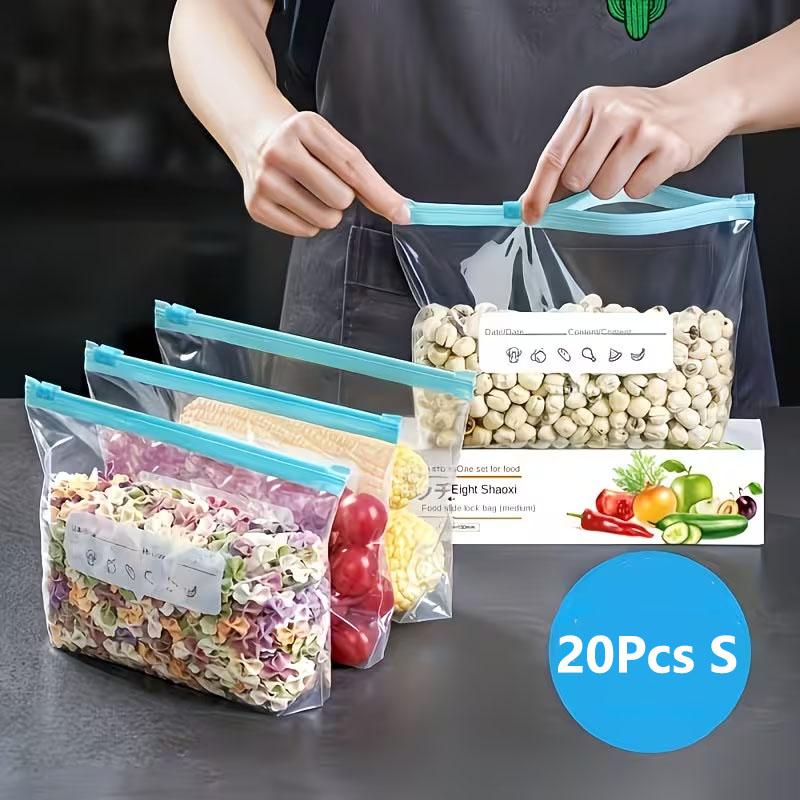 

Многоразовые пакеты для хранения продуктов на молнии, герметичные, кухонные, разных размеров, для заморозки, для фруктов, овощей, закусок, для приготовления еды S 20Pcs