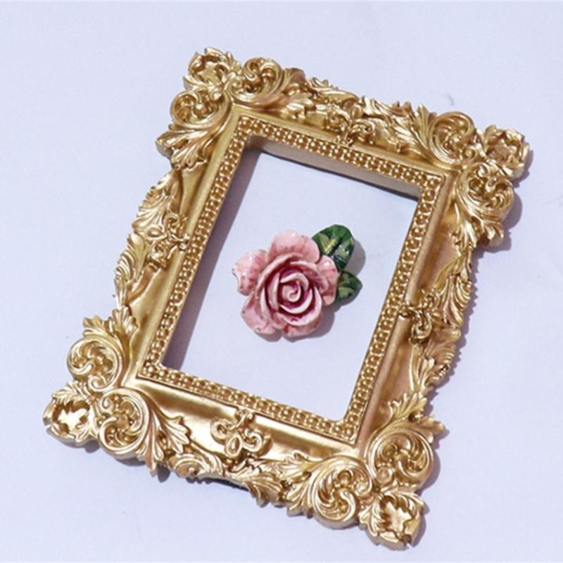 Mini Gold Picture Frame Victorian Small Resin Antique Photo Frame Tiny Baroques Ornate Frame Without Glass or Backing