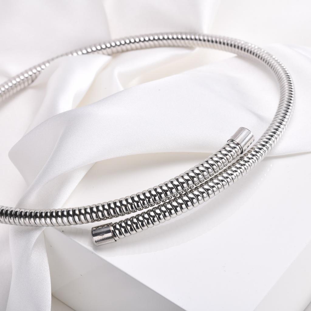 Women Torques Necklace, Adjustable Open Choker Snake Collar Stretch Statement Jewelry