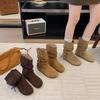 Short boots women's 2025 new autumn retro versatile fringed straps comfortable and thin brown popular casual short boots