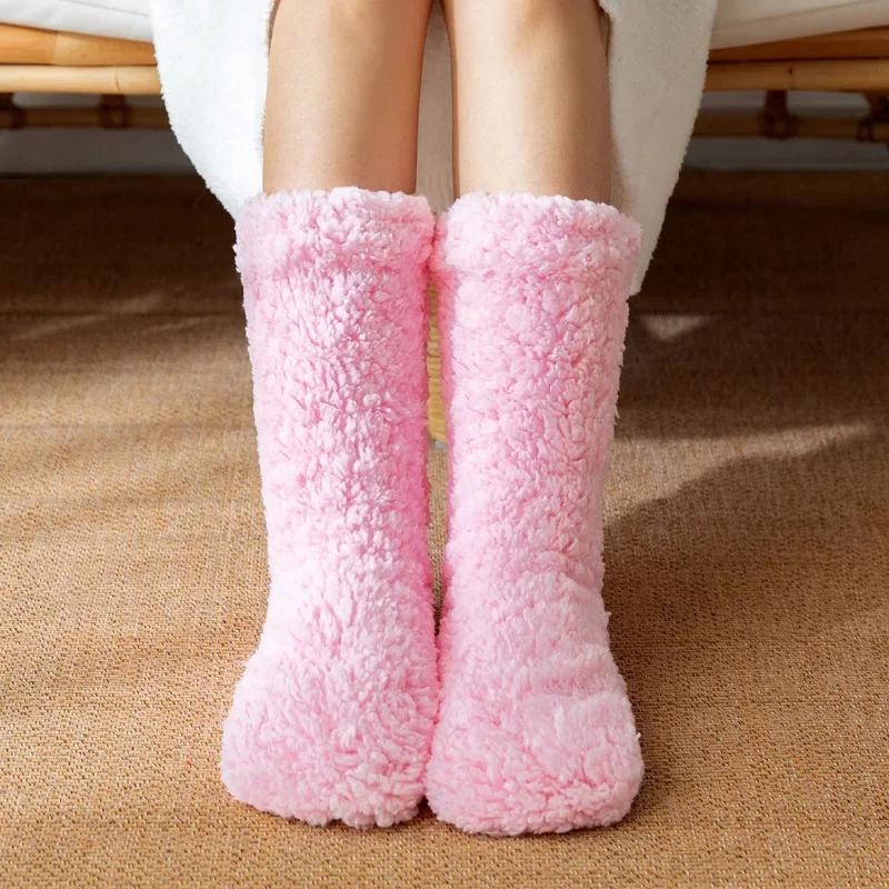 Anti Slip Winter Thermal Socks Thickened Warm Home Soft Plus Velvet Sleeping Floor Slipper Sock Birthday Gift Idea for Women Men