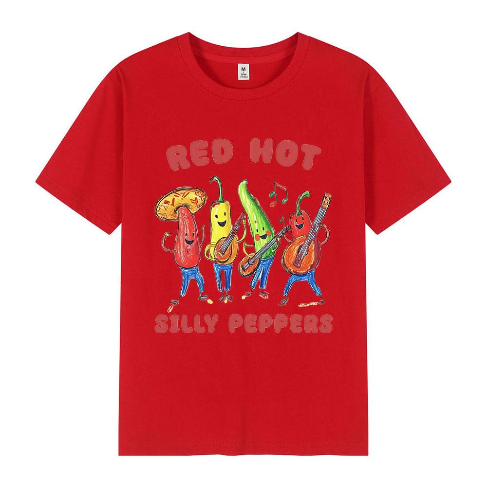 Funny T Shirt Red Hot Silly Peppers Fashion Print Vintage Men Women Oversized Hip Hop Tshirt 100 Cotton Streetwear Tshirts