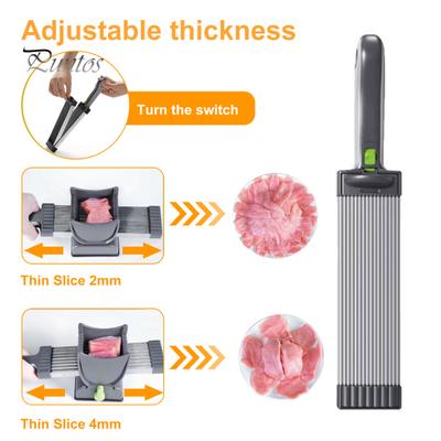 Meat Slicer Cutter for Meat Slicing Shredding Manual Food Slicer for Beef Pork Mutton Adjustable Thickness Meat Cutter with Sharpener