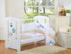 Beige Eulen Kinderbettwäsche-Set 135x100cm mit einem 3-teiligen Nestchen mit beiger und blauer Stickerei
