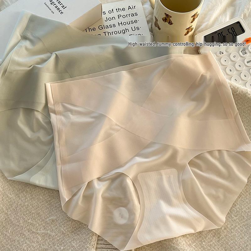 Ultra-Thin Ice Silk High-Waisted Tummy Control Panties: Seamless, Comfortable, Butt-Lifting, No Pinching
