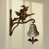 Vintage Halloween witch doorbell Cast iron Halloween Decorations Wall mounted witch Doorbell Outdoor garden Entrance decor