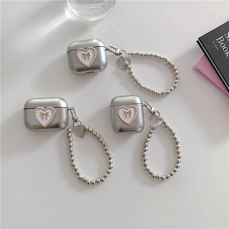 Pearl Love Bow for AirPods 1 Generation Protective Cover Second Generation 1 Generation Pro1 Apple Bluetooth Headset Case