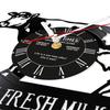 Farm Fresh Milk Art Vinyl Record Wall Clock Customizable Name Personalized Agricultural Market Cow Logo Decoration Wall Clock