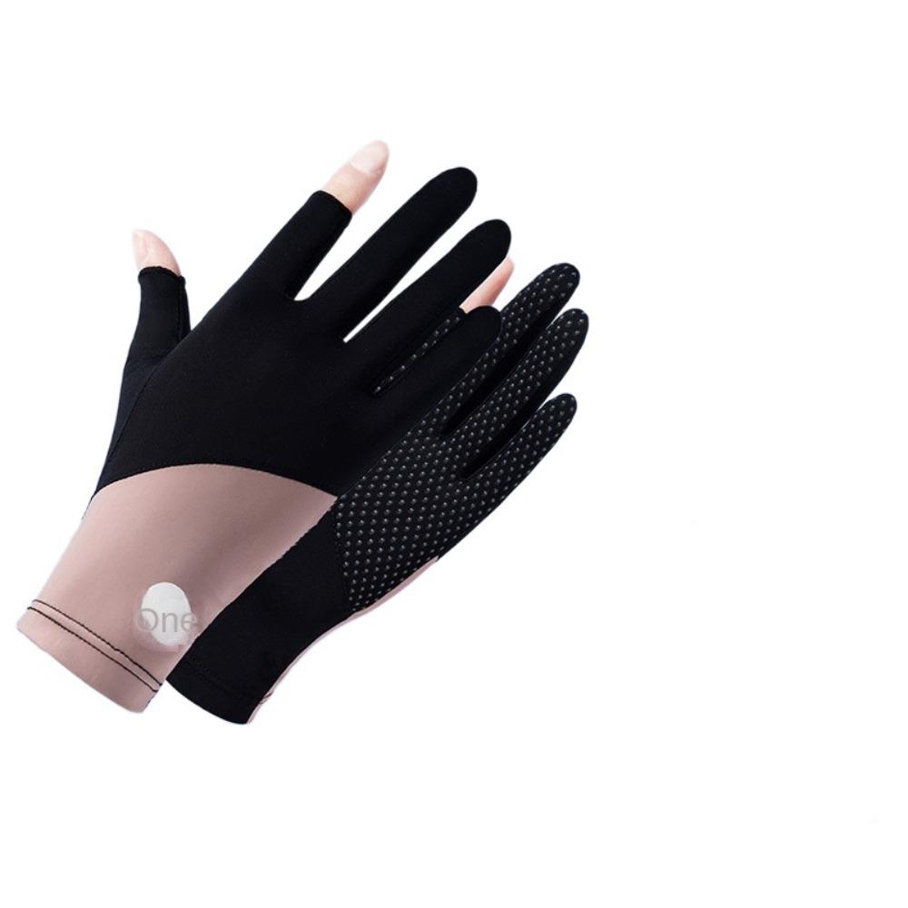 

Touch Screen Ice Silk Gloves Anti-UV Mittens Fashion Women Gloves Summer чорний/рожевий