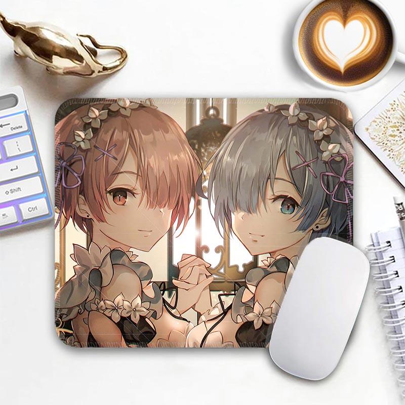 Anime R_Rem R_Re Zero Mouse Pad Small Gaming Mousepad Gamer Non-Slip Edge Standard MousePads PC Compact Stitched Office Mousemat