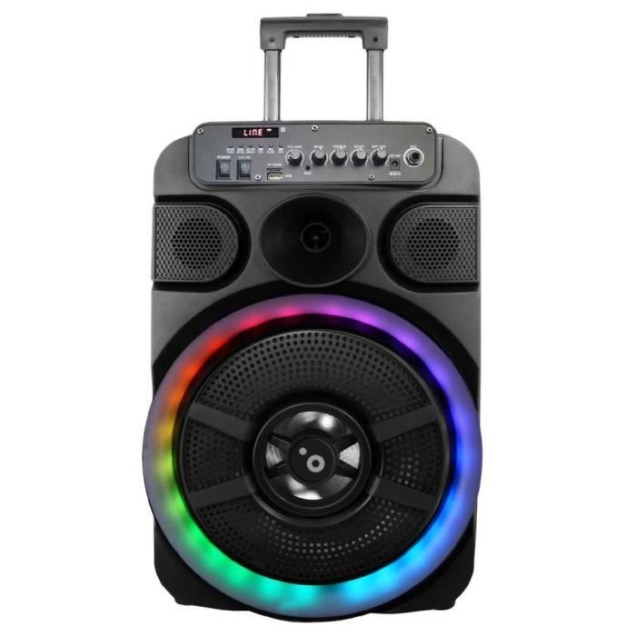 Enceinte Bluetooth - Sunstech - Muscle S12 - 40W - Karaoké - Éclairage LED Multicolore