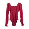 Maillot de Ballet de Manga Larga Body de Gimnasia Elástico Ropa de Baile para Mujeres Adultas Maillots de Bailarina