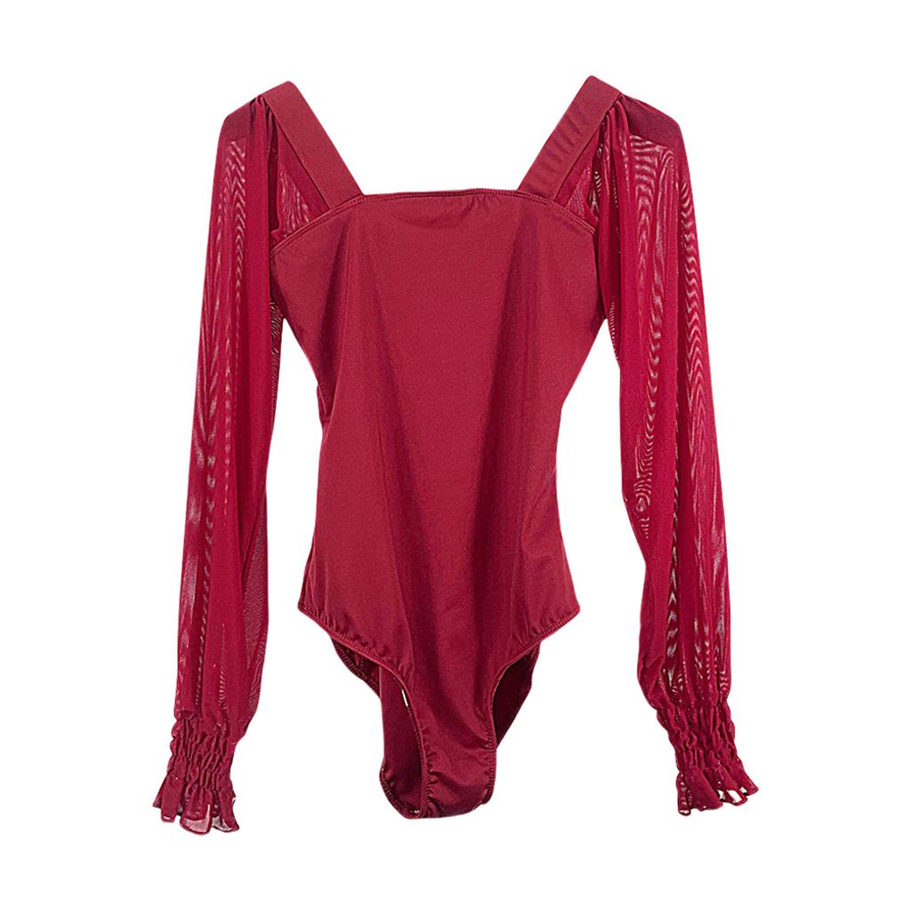Maillot de Ballet de Manga Larga Body de Gimnasia Elástico Ropa de Baile para Mujeres Adultas Maillots de Bailarina