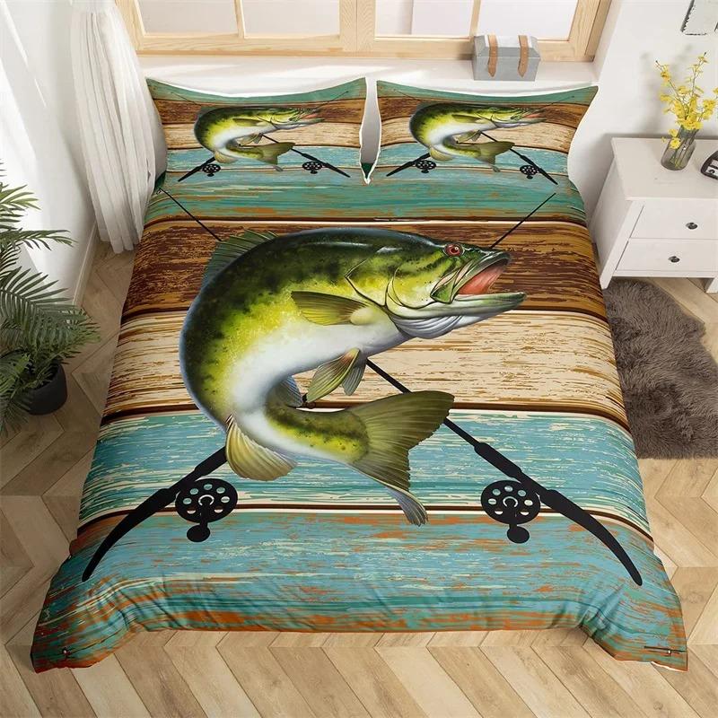 3D Print Marlin Swordfish Duvet Cover Kawaii Marine Life Bedding Set Ocean Theme Big Pike Fish Single Twin King Quilt Cover Set