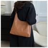 Retro Style Faux Leather Shoulder Bag for Women Minimalist Solid Color Commuter Handbag Trendy Daily Tote Purse CLE