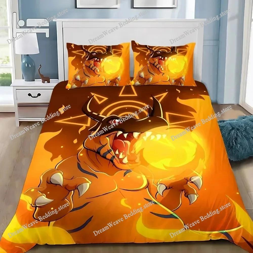 3D Printing Digimon Cartoons Bedding Set Duvet Cover Bed Set Quilt Cover Pillowcase Comforter King Queen Size Boys Adult Bedding