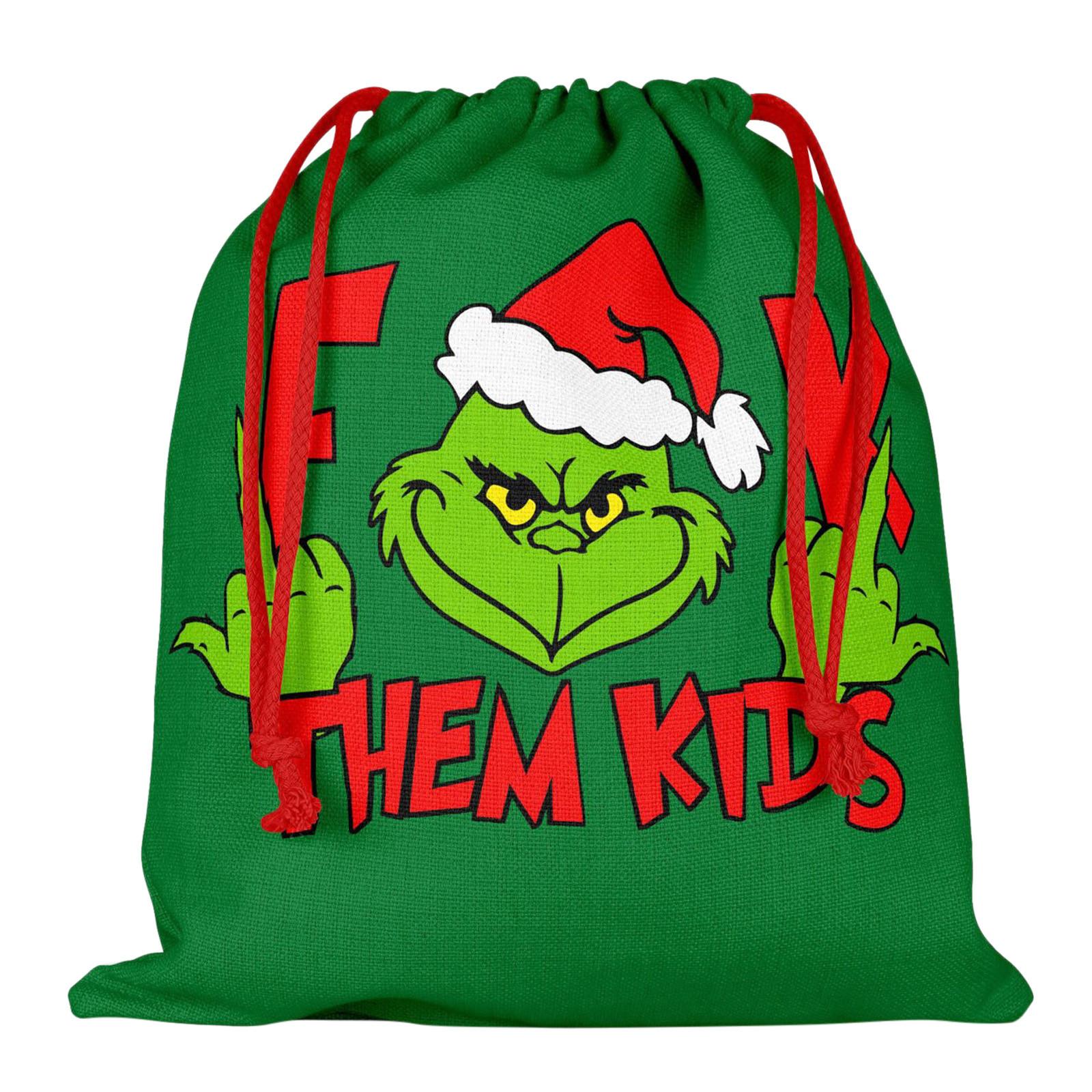 

Gift Bag, Double Sided Printed Gift Bag, Xmas Drawstring Bag, Green Drawstring Gift Bag For Holiday,Double-sided Printed One Size