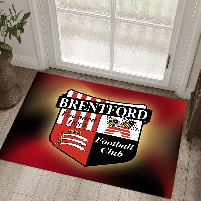 Brentford Football Design Crystal Velvet Carpet Cozy Non?Slip Printed Rug For Bedroom Living Room Entrance