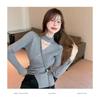 Sexy Fashion Cross V-neck Knitted Bottoming Shirt Women's Pullover Slim Fit Casual Sweater Autumn Winter Turtleneck Inner Top Solid Simple Clothing