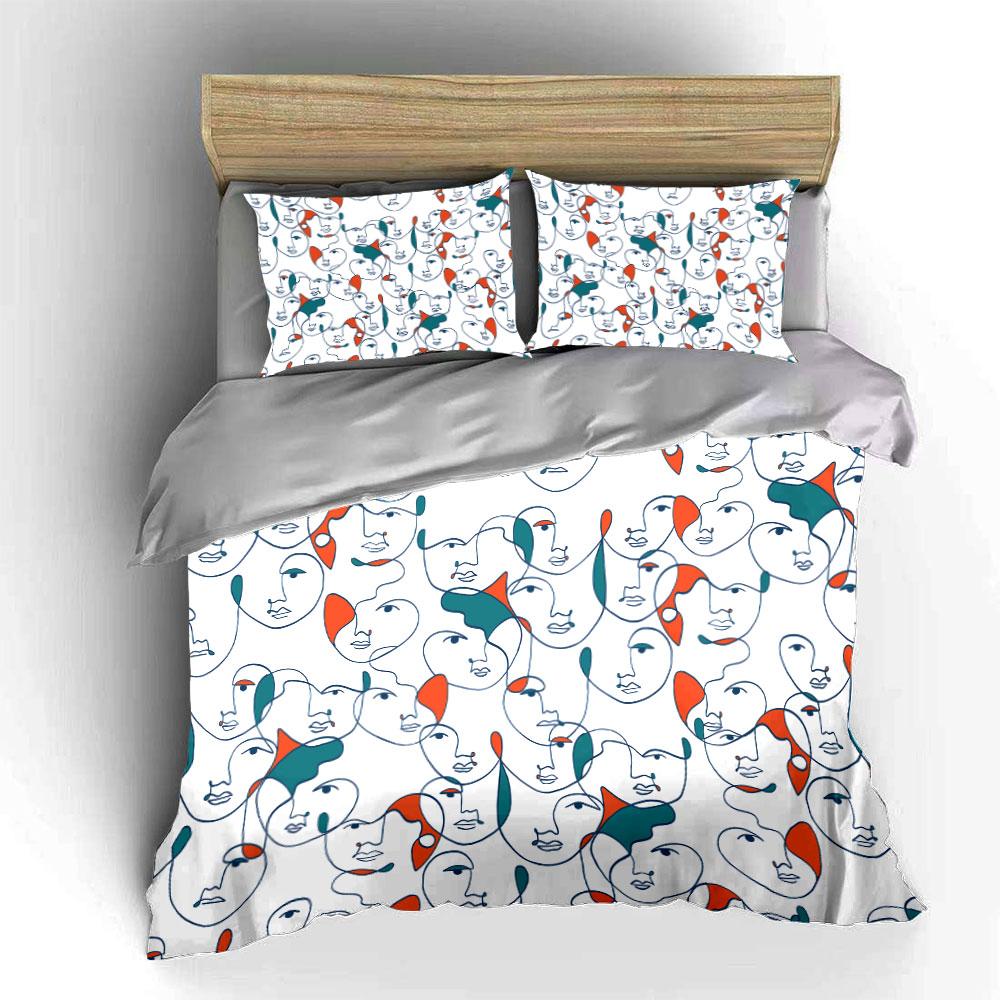 Abstract Faces Pattern Bedding Bedding Duvet Cover Set Duvet Cover Pillowcases (1 * Duvet Cover 2 * Pillowcases, without duvet insert)