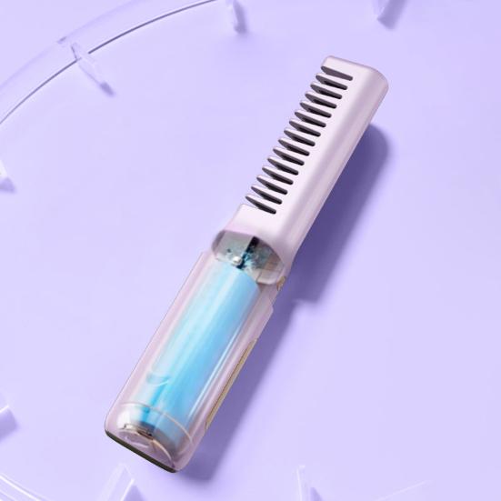 Mini Ceramic Hairdressing Comb 3 Temperature Frizz-Free Cordless Hair Straightener USB Rechargeable Fast Heating Electric Hair Styling Detangling