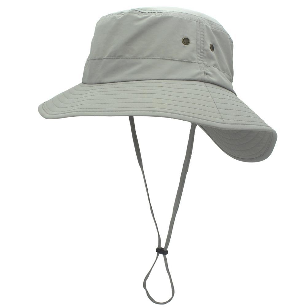 

Connectyle Mens Women Lightweight UPF 50+ Wide Brim Safari Quick Dry Sun Hat Female UV Protection Fishing Hat with Strap Cool 56-60cm світло-сірого кольору