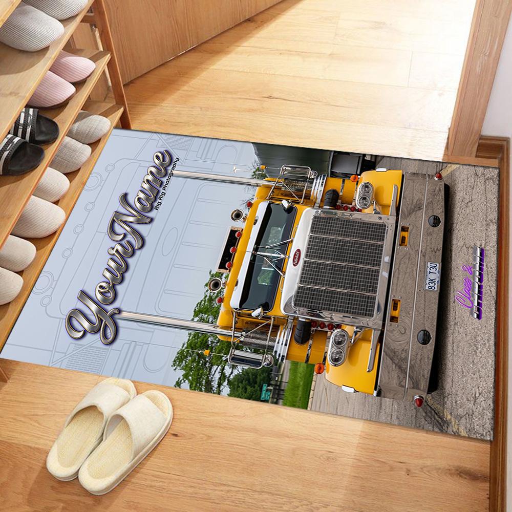 Kw Heavy Trucks Customizable Name Floor Mat Perfect for Hallway Bedrooms Outdoor Entryway Anti-slip Rug Decorate Offices