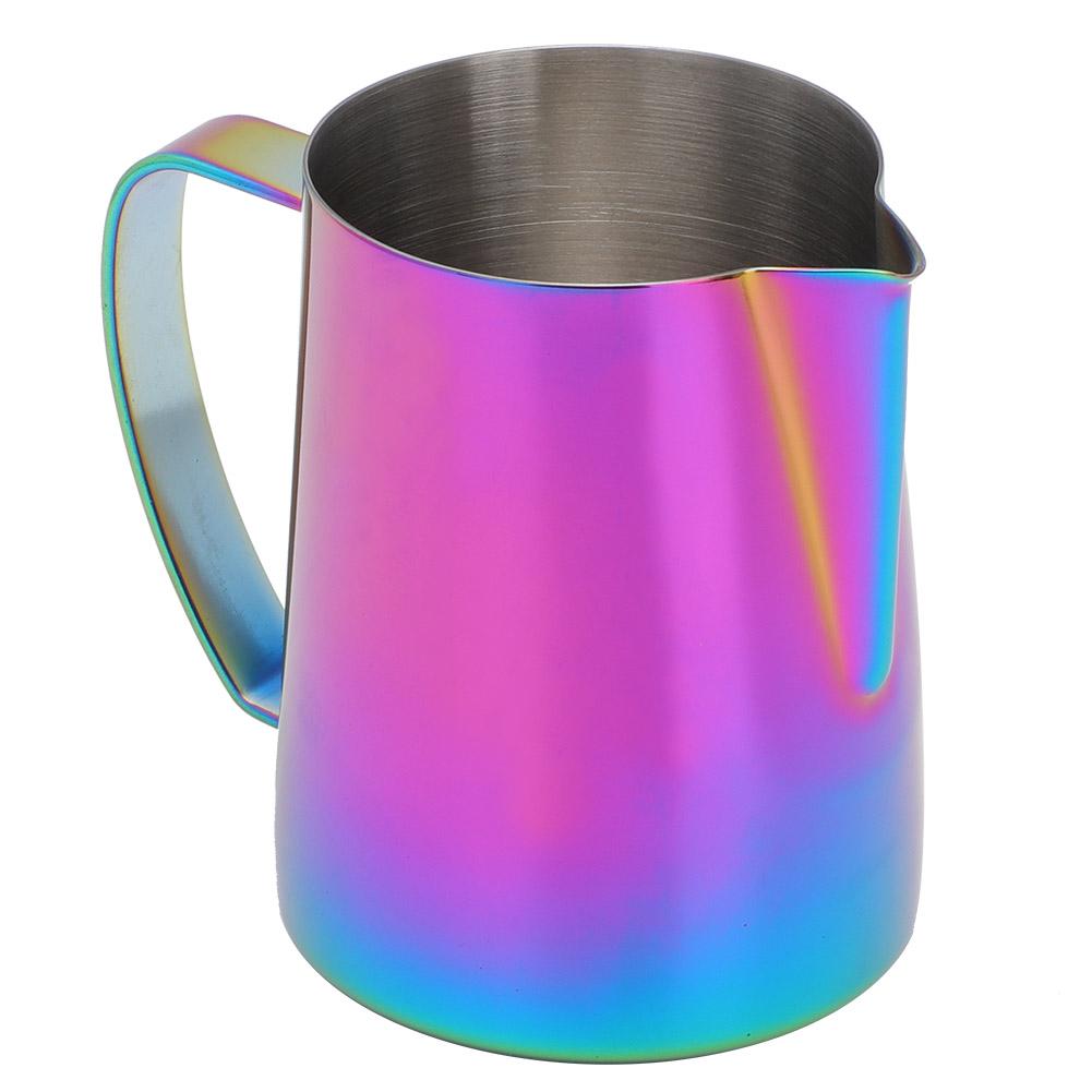 600ml Stainless Steel Titanize Coffee Pitcher Milk Frothing Cup Jug for Latte ArtColorful