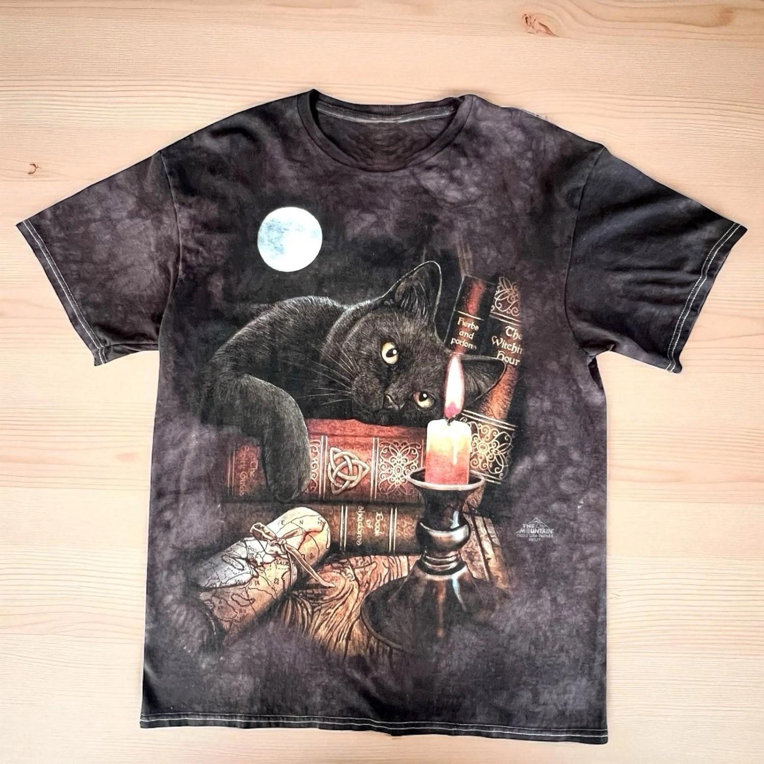 The Mountain Halloween 3D T-Shirt Black Cat The Witching Hour Candles Books L XXL