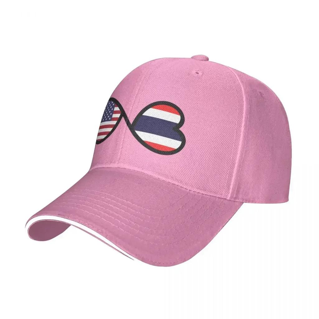 Thailand USA Infinity Hearts Flag, American Thai Baseball Cap Golf Cap Sunhat Men's Caps Women's