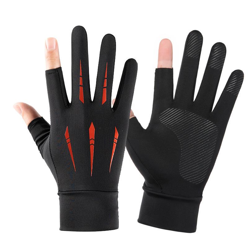 

Ice Silk Gloves Men Women Breathable Touch Screen Thin Sunscreen Outdoor Riding Glove Anti UV Highly Elastic Quick Drying Gloves красный