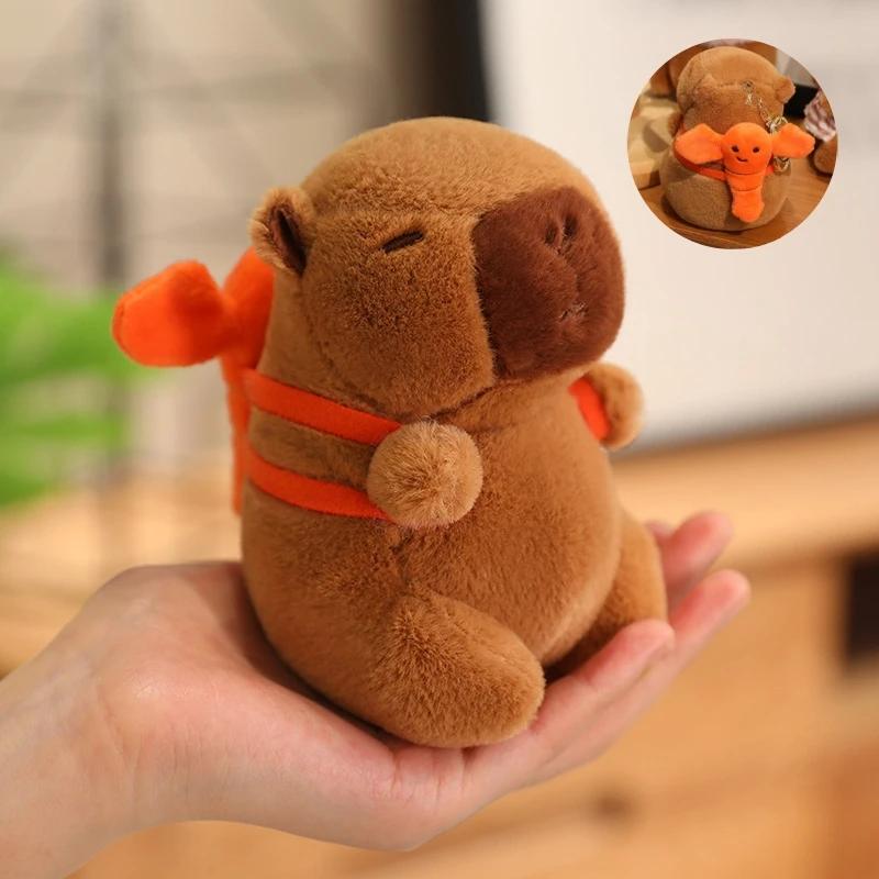 12cm Capybara Small Pendant Simulation Capibara Plushies Anime Toy With Pikachu Rabbit Cat Hat Doll Stuffed Animal Gifts